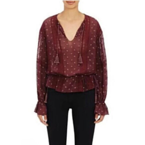Ulla Johnson Bordeaux floral lace boho blouse 2  $370 new - Picture 1 of 9
